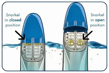Smart dry top snorkel